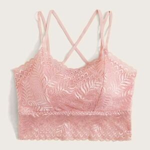 NEW! Pretty Pink Scallop Lace Strappy Bralette